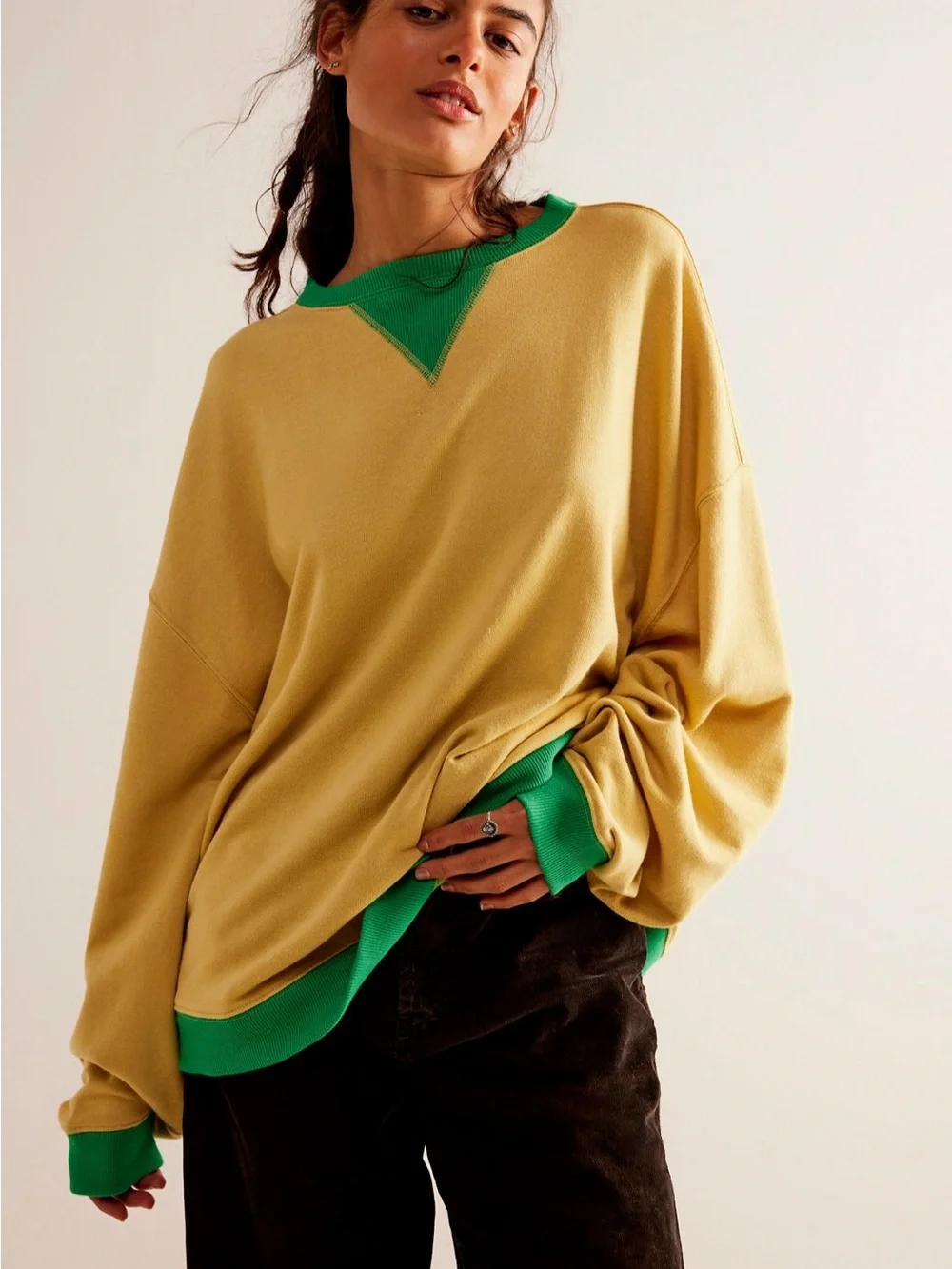 Free People We The Free Classic Crew Colorblock Sweatshirt